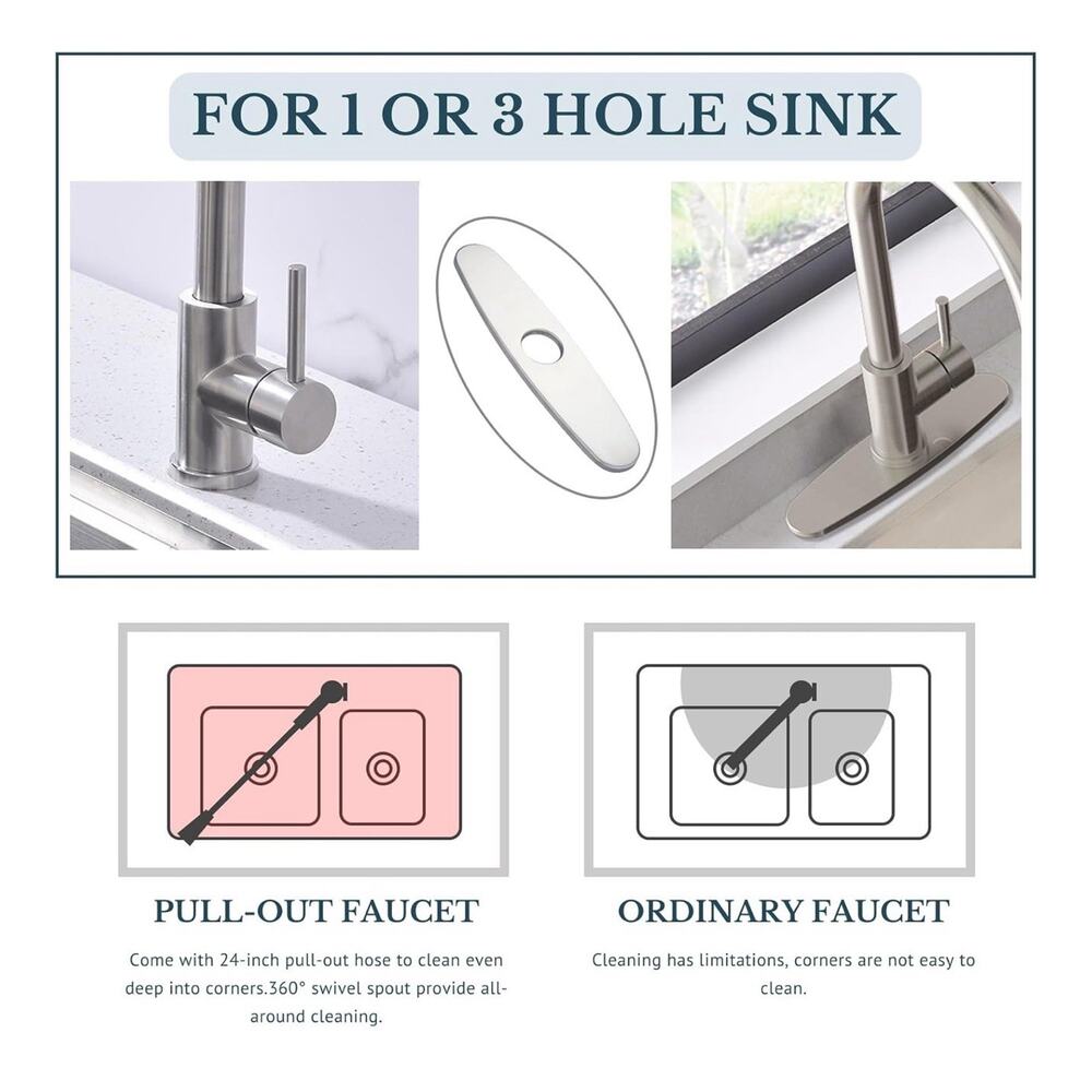 Best Kitchen Faucet with Pull Down Sprayer KF1-BN Stainless Steel High Brushed - Picture 6 of 8